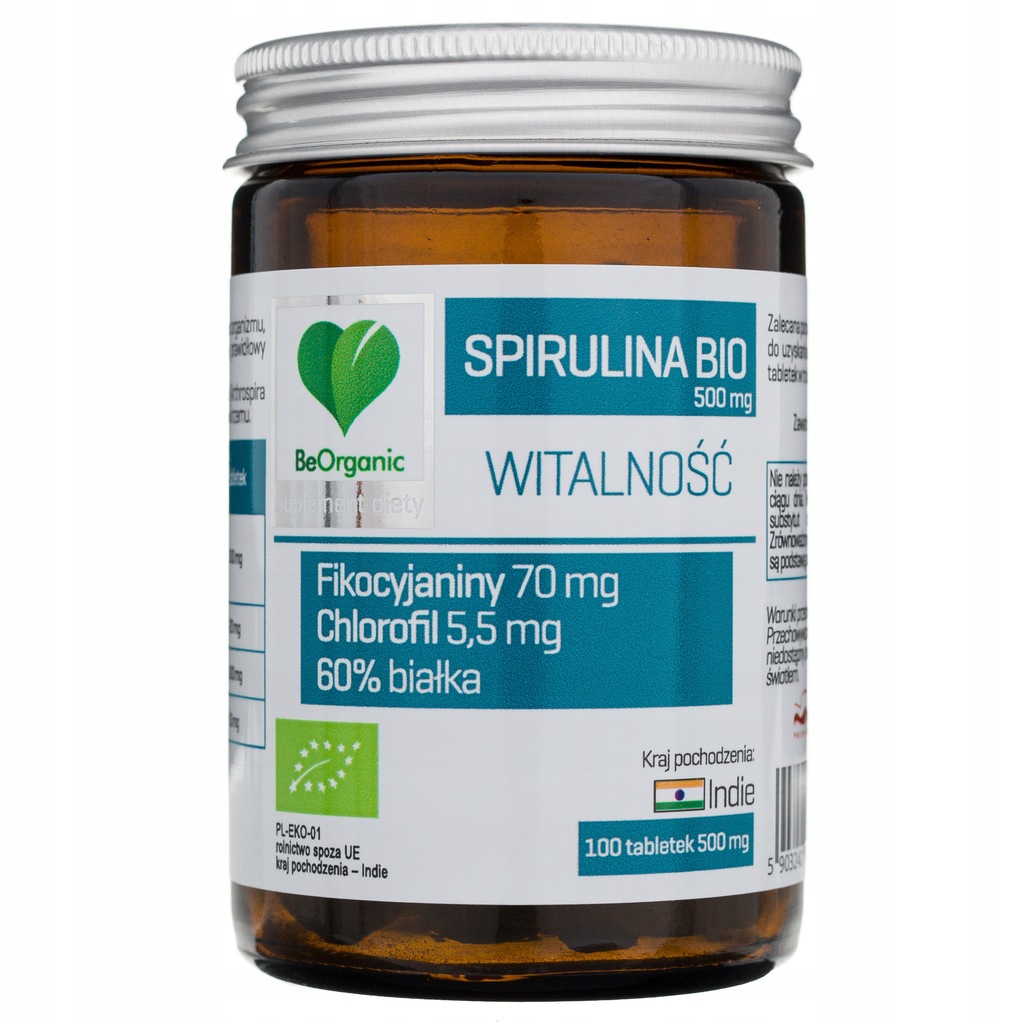 BeOrganic Spirulina BIO 500 mg x 100 tabletek