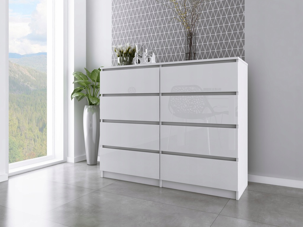 Купить Комод - Como 120/8 ящиков - Черный глянец/белый: отзывы, фото и ...