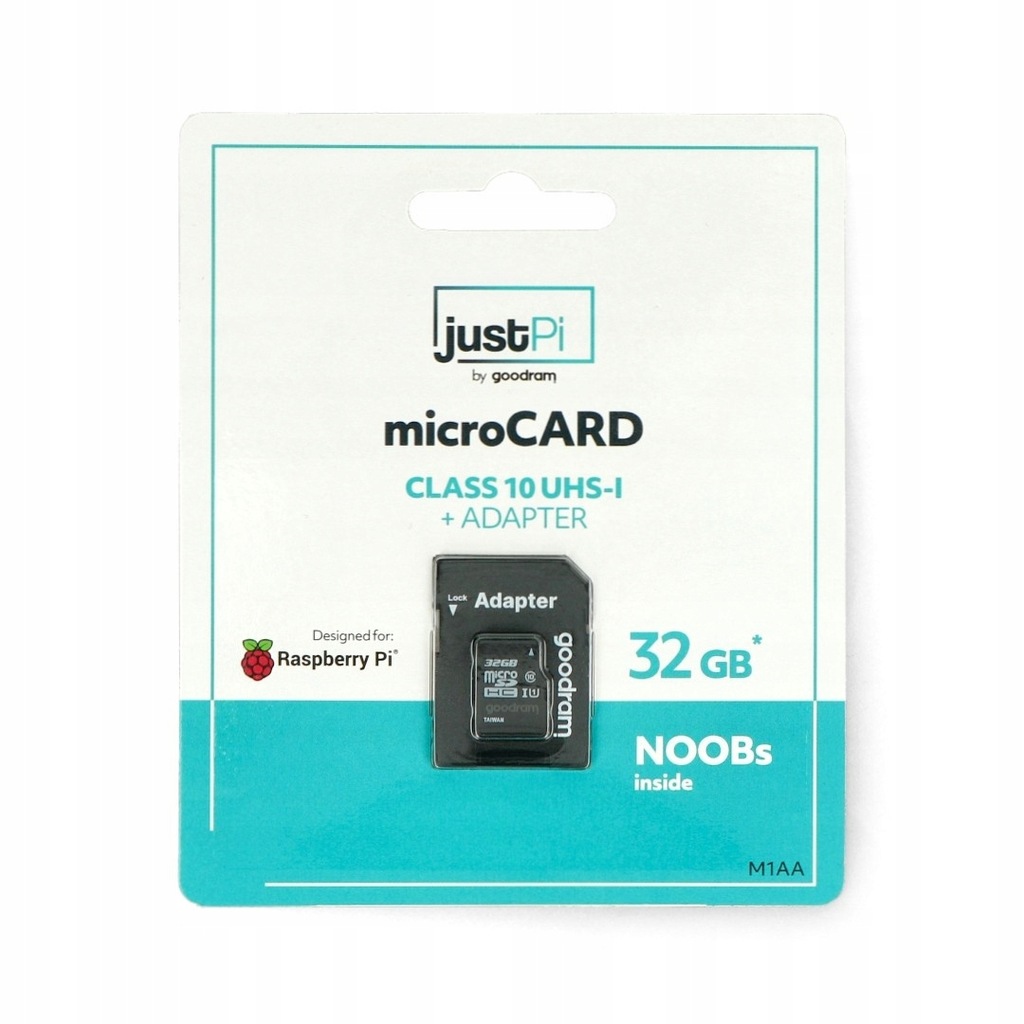 Karta justPi microSD 32GB 100MB/s kl. 10 NOOBs RPi