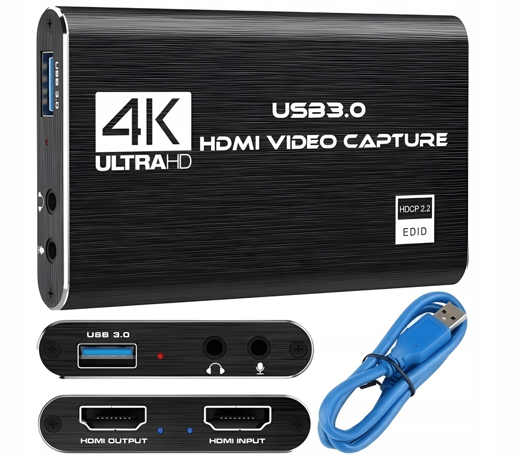 NAGRYWARKA OBRAZU GRABBER HDMI 4K VIDEO NA USB 3.0 DO PC LAPTOPA KARTA