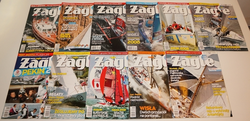 11 x magazyn "Żagle" - 2008 (prawie cały rocznik)