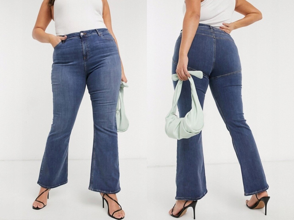 DESIGN Curve jeansy dzwony spodnie 48/32