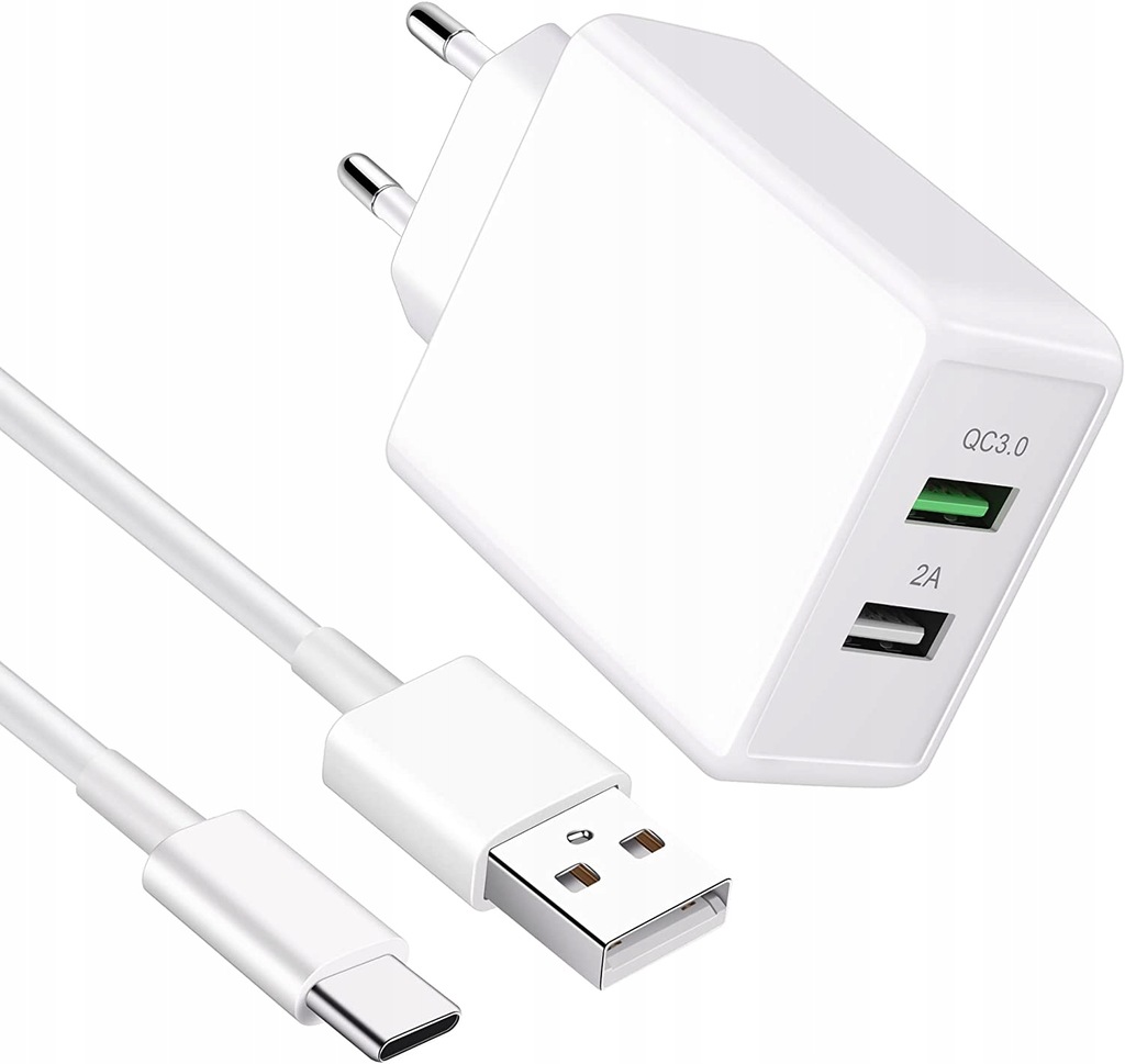 Podwójna ładowarka 2m USB-C QC18W i 10W