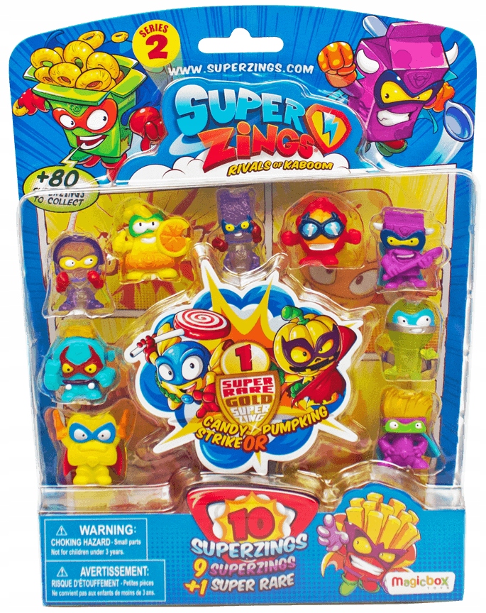 Super Zings Seria 2 Ultra Rare SUPER ZINGS SERIA 2 ZESTAW 10 FIGUREK - 1 ZŁOTA - 7812002918