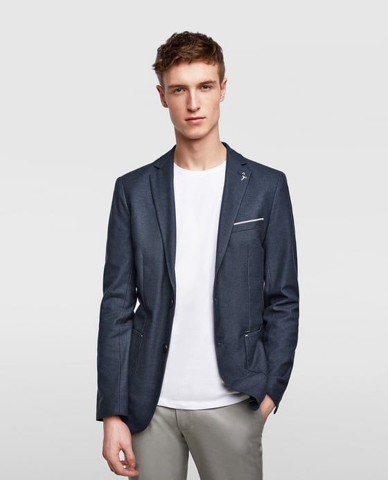ZARA MAN Marynarka męska z łatami na łokciach 50 M