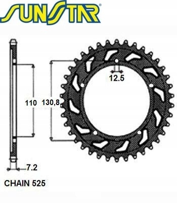 ZĘBATKA NAPĘDZANA STALOWA SUNSTAR SUNR1-4467-44