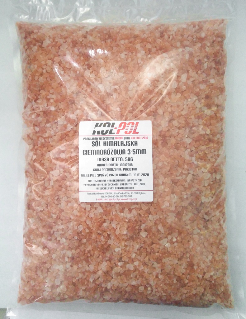 sól himalajska ciemnoróżowa GRUBA 3-5MM 5kg NATURA