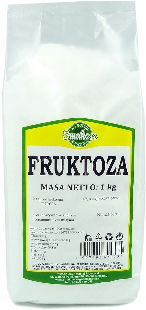 FRUKTOZA KRYSTALICZNA SMAKOSZ 1KG