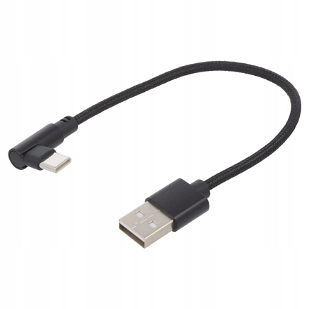 Kabel USB Type-C kątowy 0,2m Gembird czarny do ładowania i transferu danych