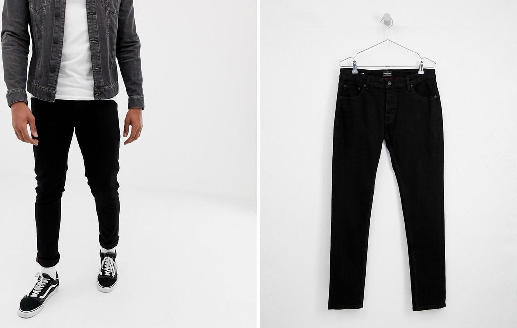 A008A19 Solid SPODNIE JEANSY CZARNE SLIM W34L34