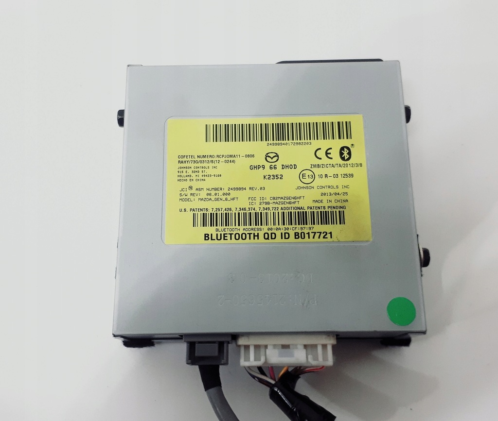 STEROWNIK MODUŁ BLUETOOTH MAZDA 3 6 CX5 GHP966DHOD 9728435206