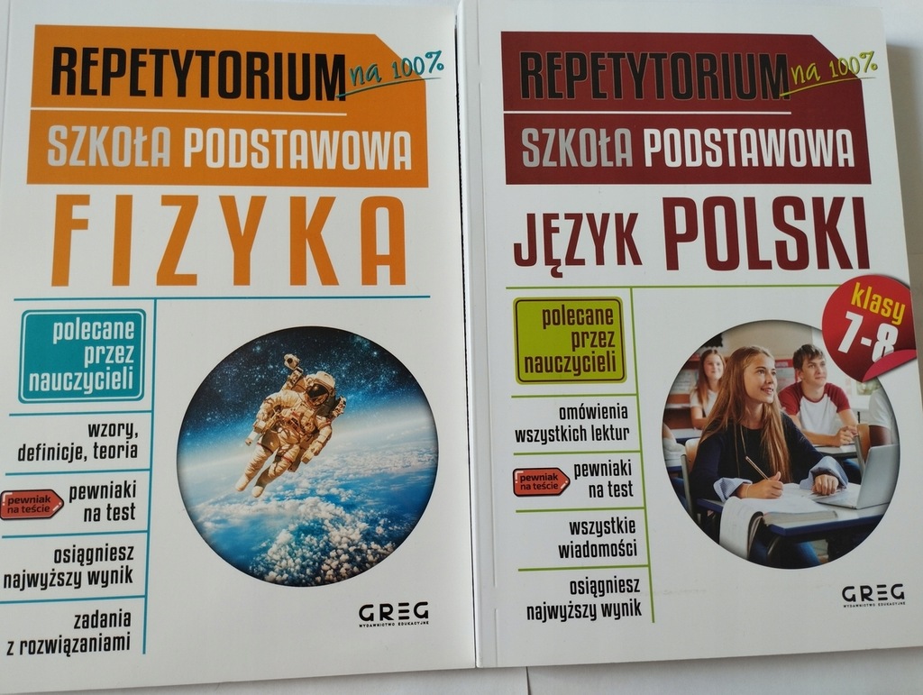 2x Repetytorium Podstawowa FIZYKA POLSKI 7-8 GREG