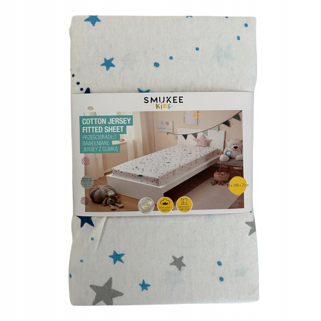 Dziecięce prześcieradło jersey z gumką Smukee BAWEŁNA 90x200 kosmos