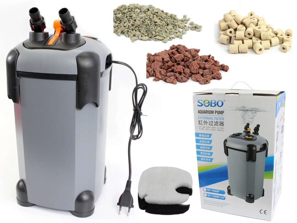 SOBO FILTR KUBEŁKOWY 1500l/h 15W AKWARIUM DO 450L - 9969623010 ...