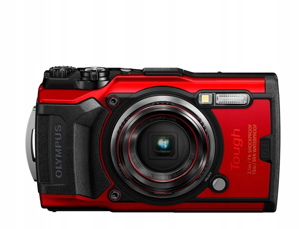 Olympus Tough TG-6 Kamera Sportowa z Cyfrową Stabilizacją Obrazu, Czerwony