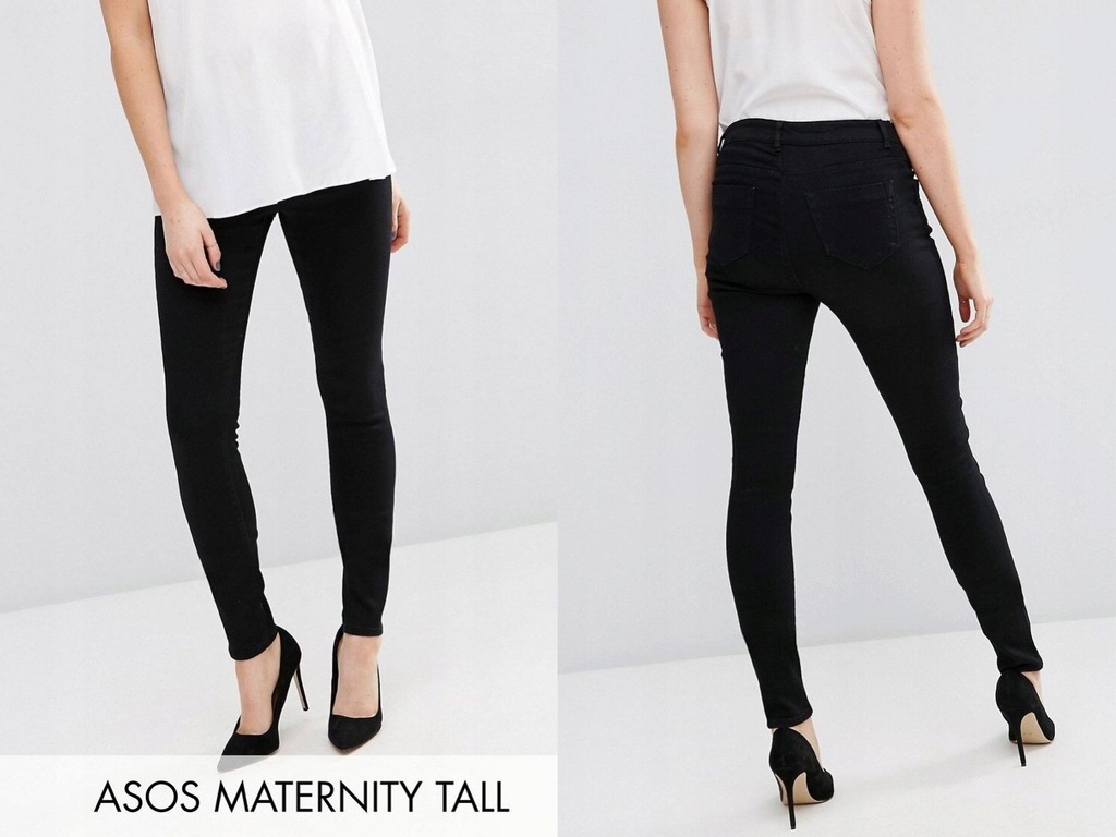 DESIGN Maternity Tall Czarne jeansy rurki 36/S