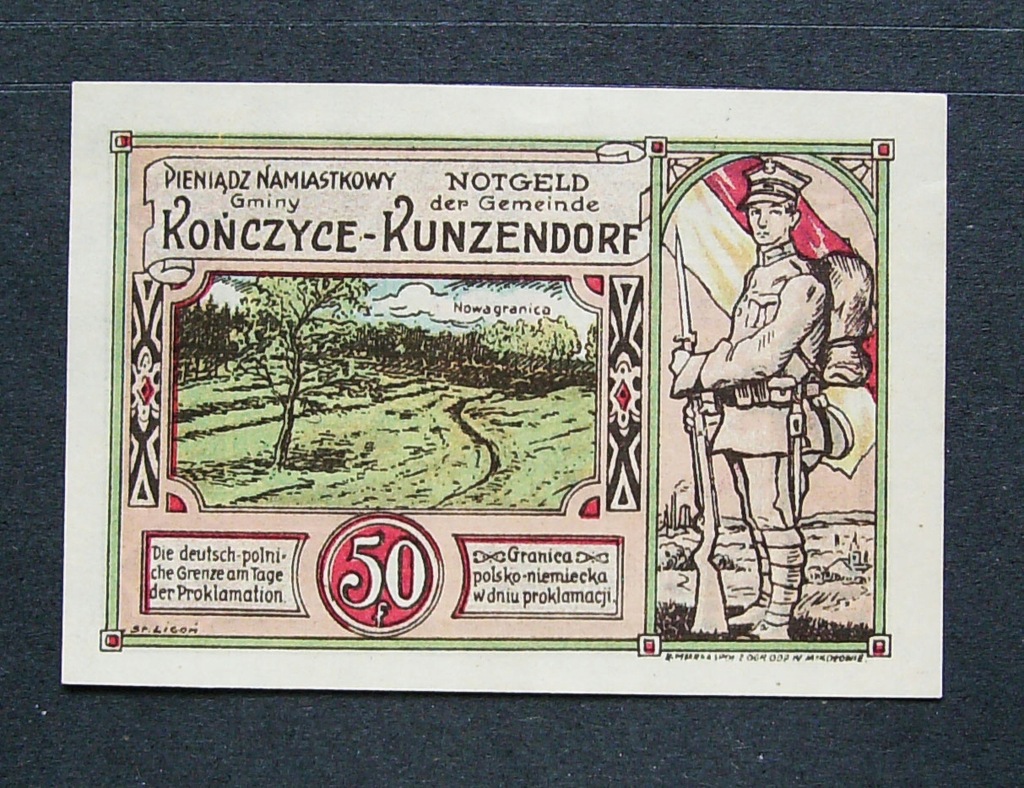 50 fenigów Kończyce 1922 ( na pamiątkę powstania )