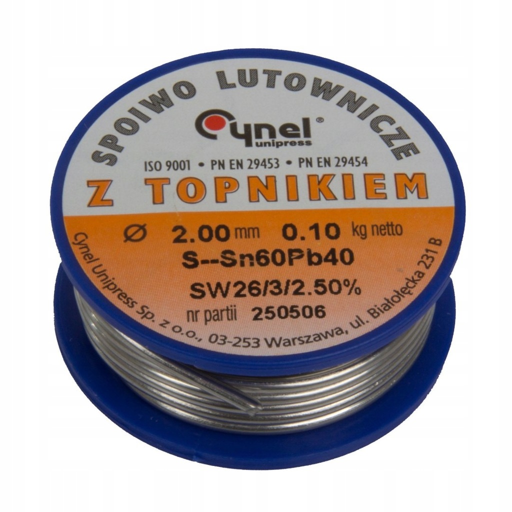 Spoiwo lutownicze lc60 fi=2,5mm, szpula 100g