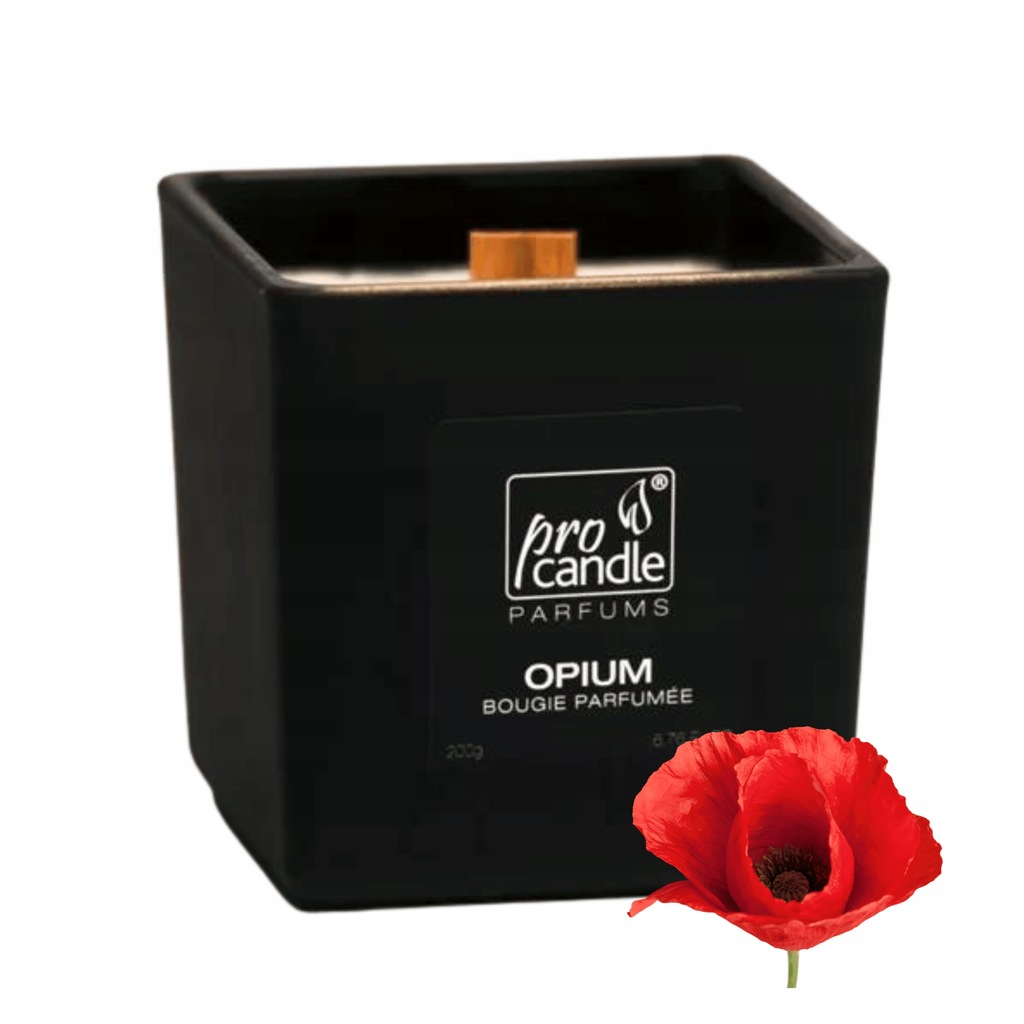 ŚWIECA SOJOWA ZAPACHOWA OPIUM TRWAŁA CZARNA W SZKLE PRO CANDLE 40 H