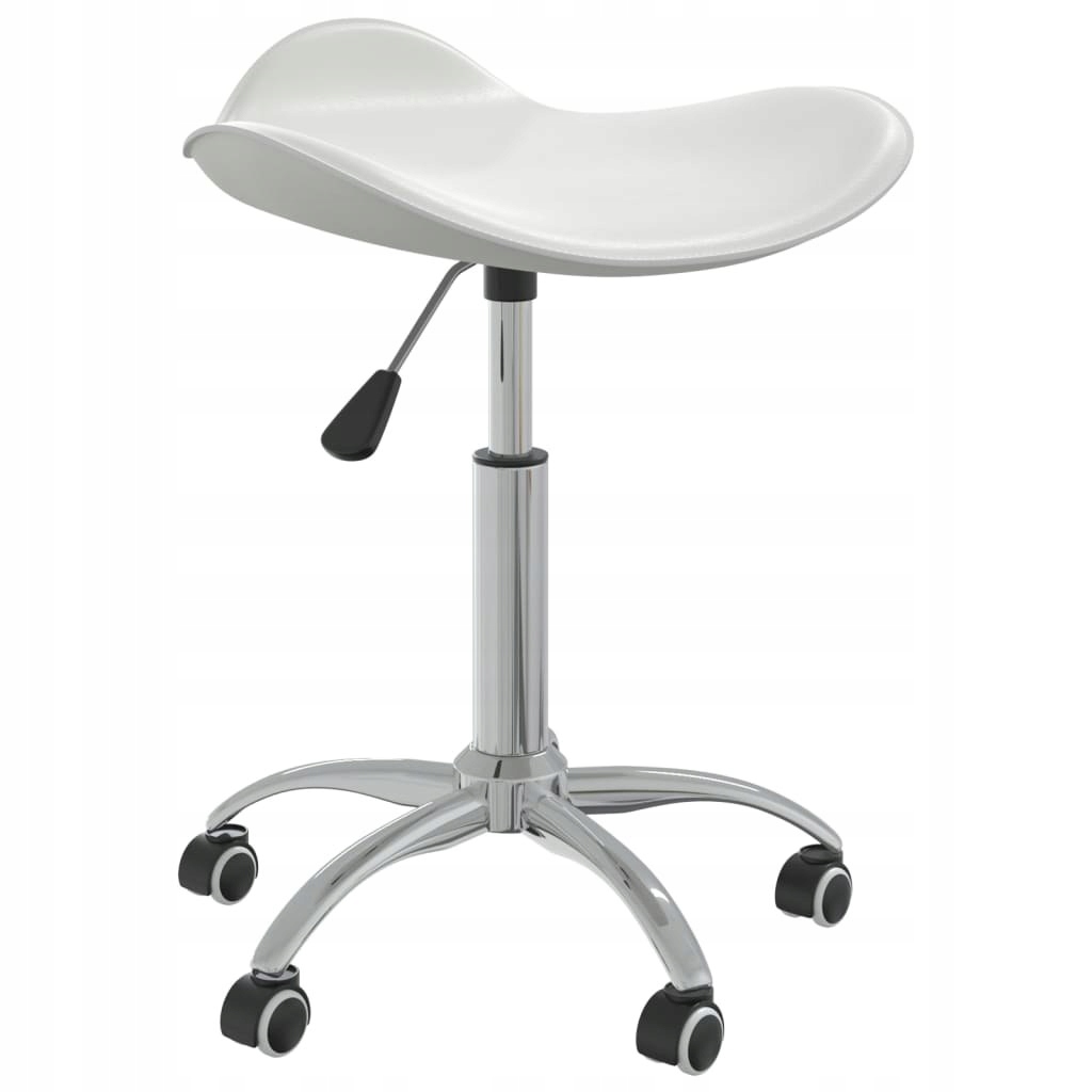 Stylowe Meble Domowe Obrotowe krzesło stołowe, białe, obite sztuczną skórą