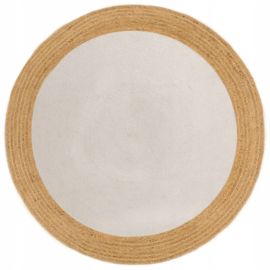 Dywan peciony biały 90cm juta bawełna okrągły
