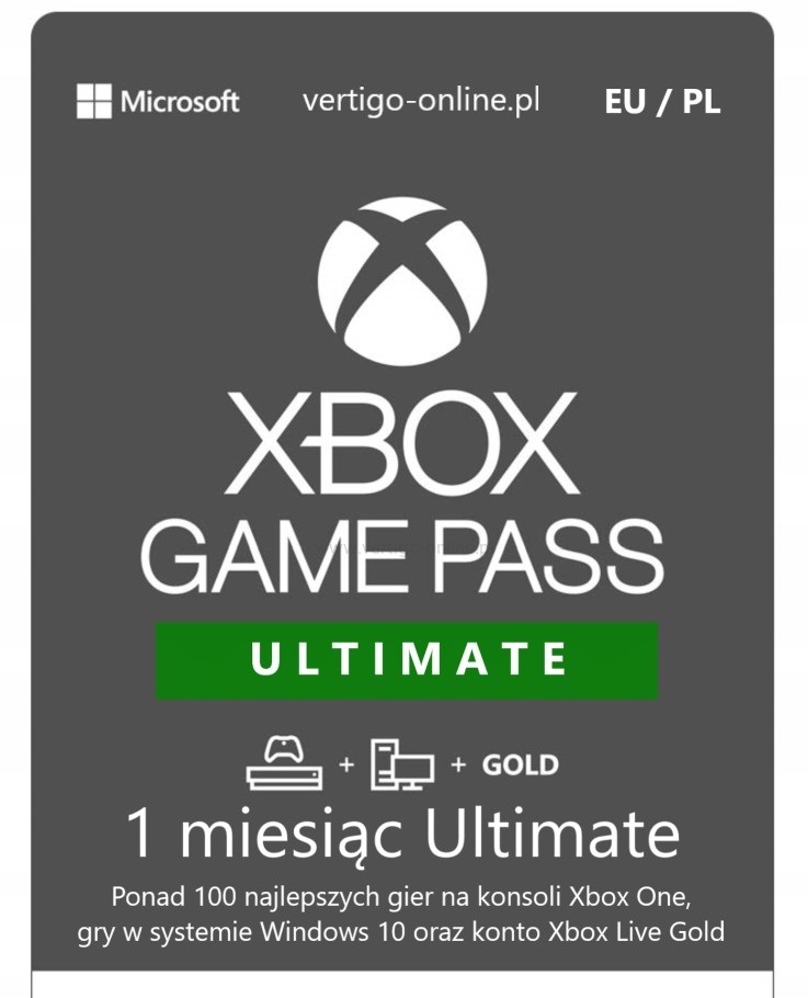 Xbox Live Gold + Game Pass ULTIMATE 30dni + BONUS