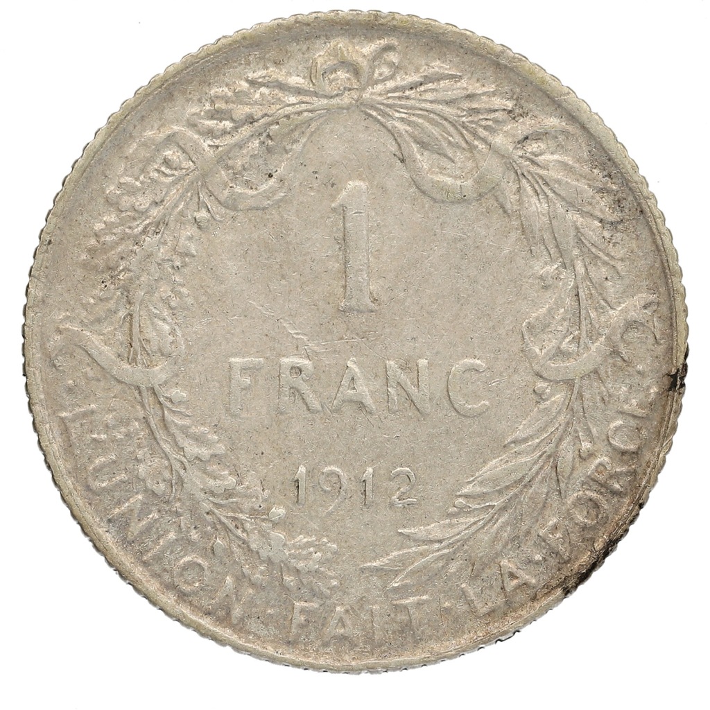 Belgia - 1 frank Albert I franc.- 1912 r, Ag.