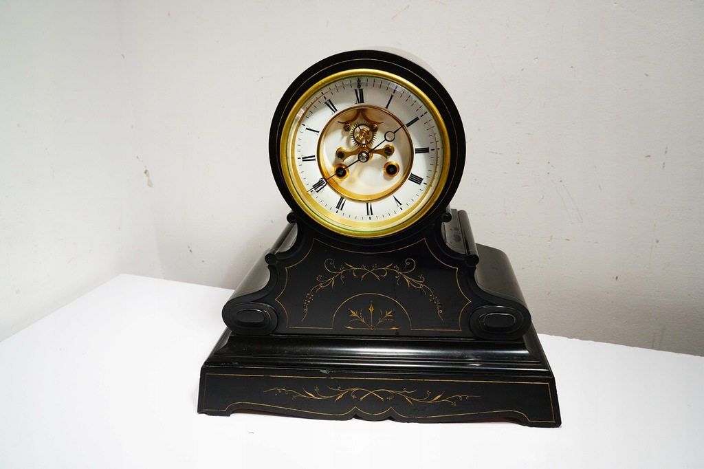 Stary Francuski Zegar Kominkowy Marmurowy Marmur