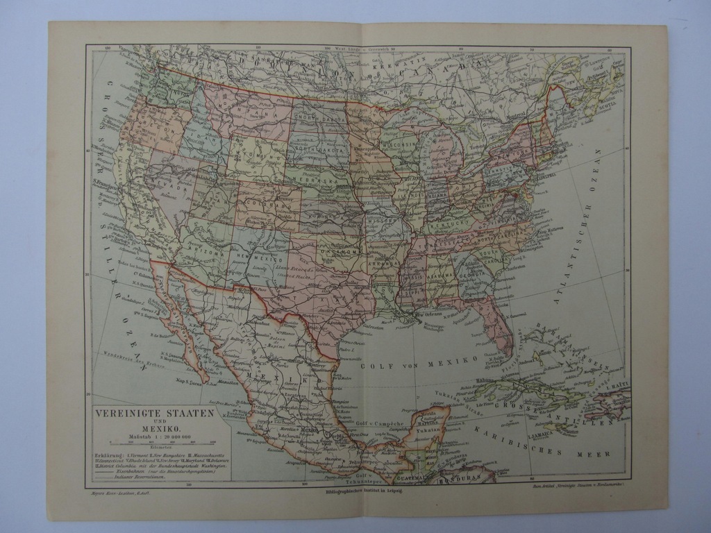 STANY ZJEDNOCZONE USA MEKSYK mapa 1909 r.