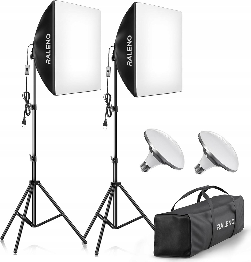 Zestaw softboxów RALENO do studia fotograficznego, LED 2 x 50 W, 50 x 50 cm