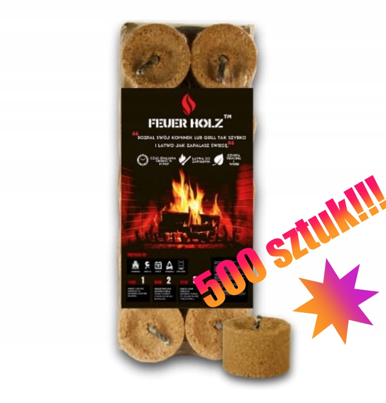 PODPAŁKA DO PIECA NA PELLET NATURALNA 500 sztuk!