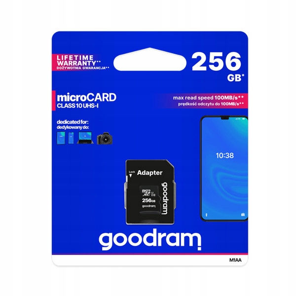 KARTA PAMIĘCI MICRO SD 256 GB ADAPTER GOODRAM MICROSD SANDISK CLASS 10