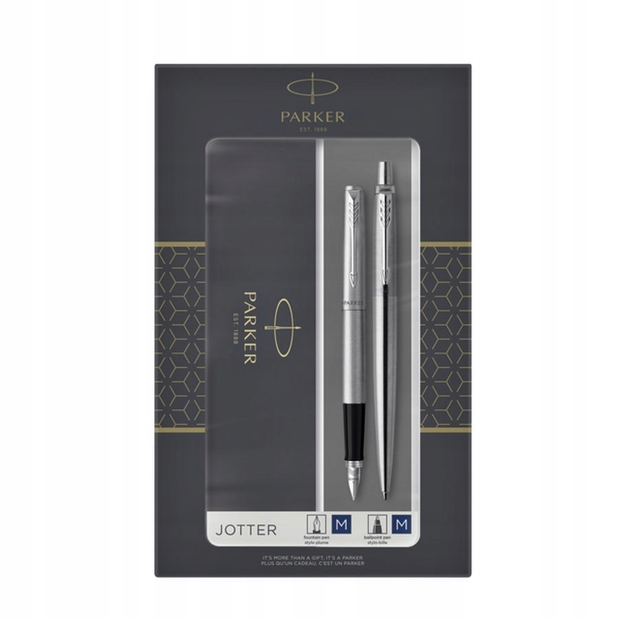 Parker-zestaw pióro+długopis Jotter stalowy CT