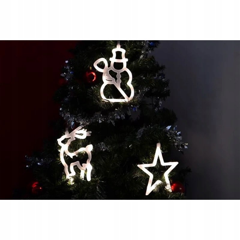 Świąteczna ozdoba - gwiazda, bałwan, renifer, LED