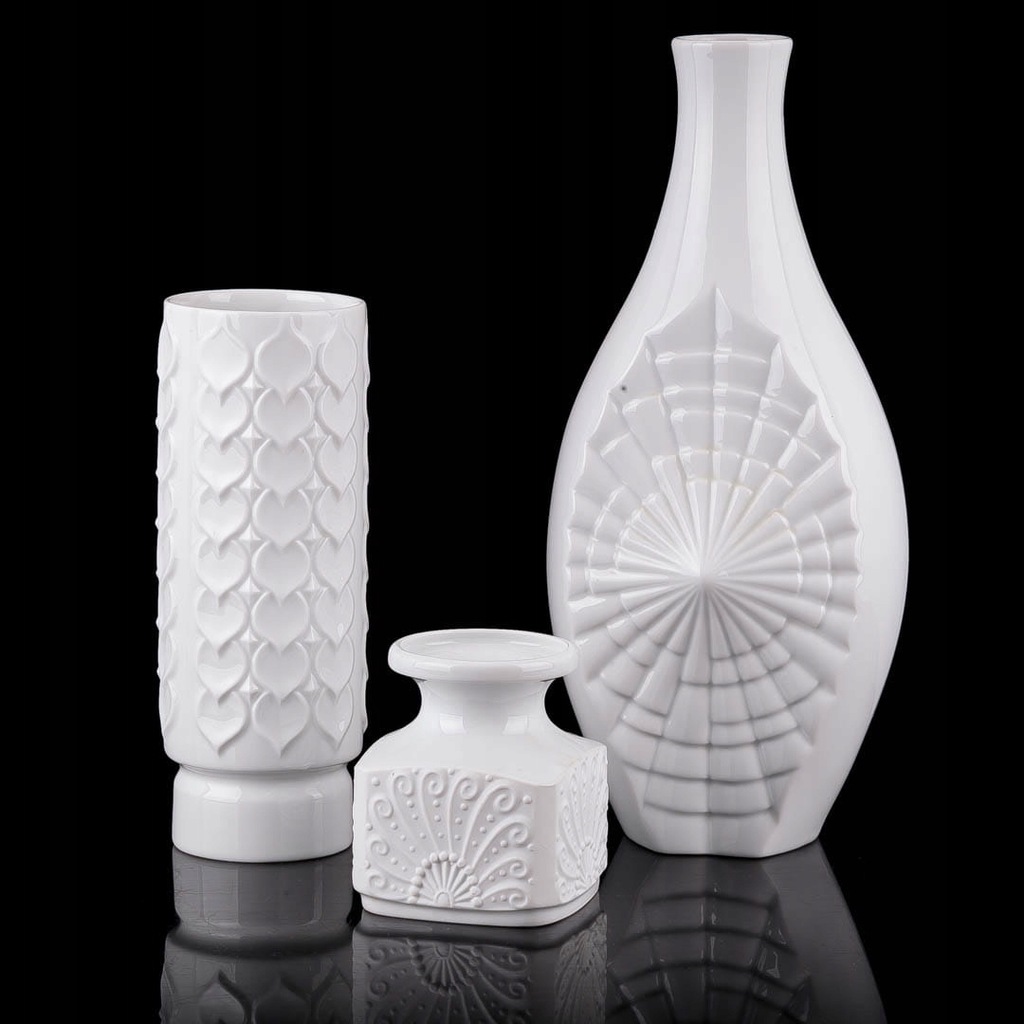 Zestaw 3 wazonów porcelana – design lata-70-te