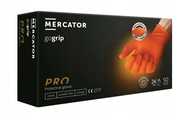 Mercator Go Grip Orange Rękawiczki jednorazowe nitrylowe M 50 szt.Pomarańcz