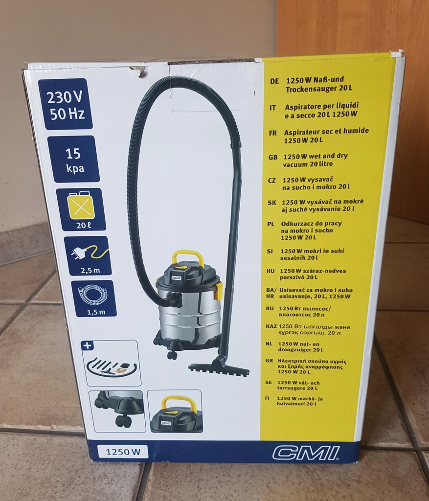 Nowy odkurzacz przemysłowy 1250W, C NTS 20 A CMI Nowy odkurzacz przemysłowy 1250W, C NTS 20 A CMI