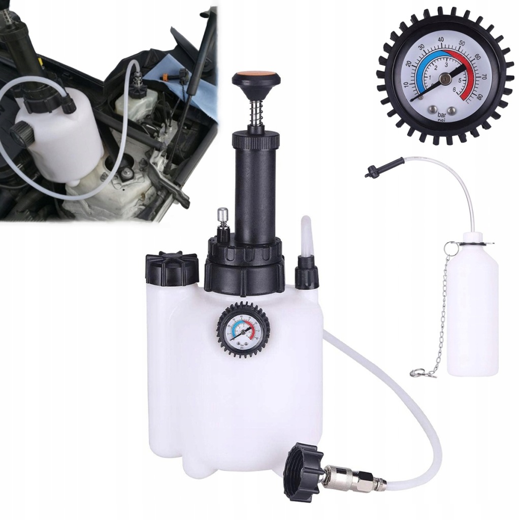 ZESTAW DO ODPOWIETRZANIA HAMULCÓW WYMIANY PŁYNU 30 PSI/2 BARY 1L+3L BIAŁY