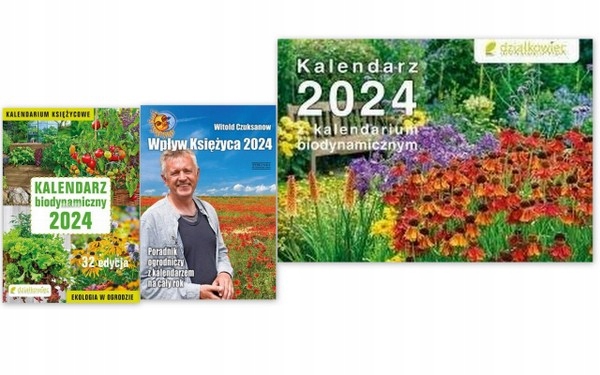 Kalendarz biodynamiczny 2024 + ścienny z kalendarium +Wpływ Księżyca 2024