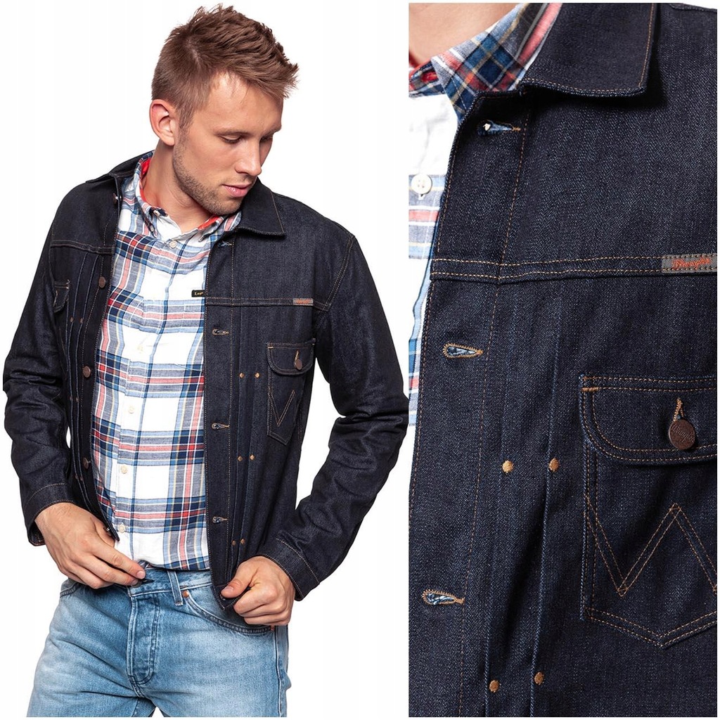 WRANGLER PLEATED MĘSKA KURTKA JEANSOWA REGULAR S