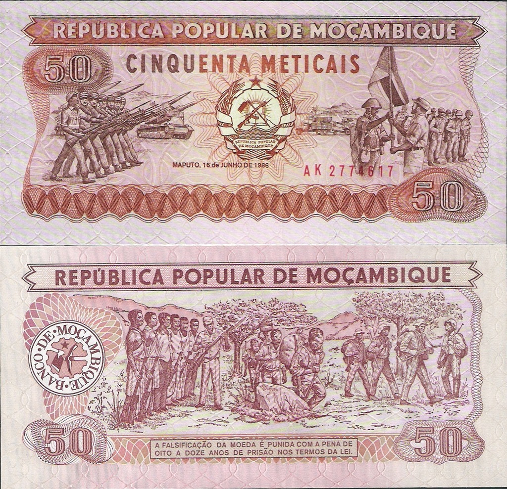 Mozambik 1986 - 50 meticais - Pick 129 UNC