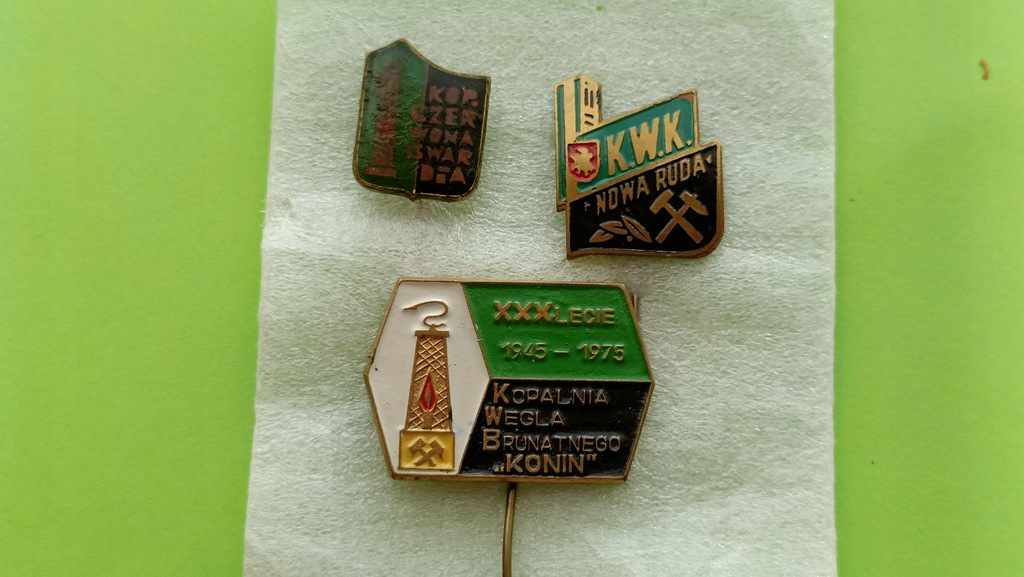 Oryg Odznaki- KWB Konin, KWK Czerwona Gwardia, KWK Nowa Ruda - 3 sztuki