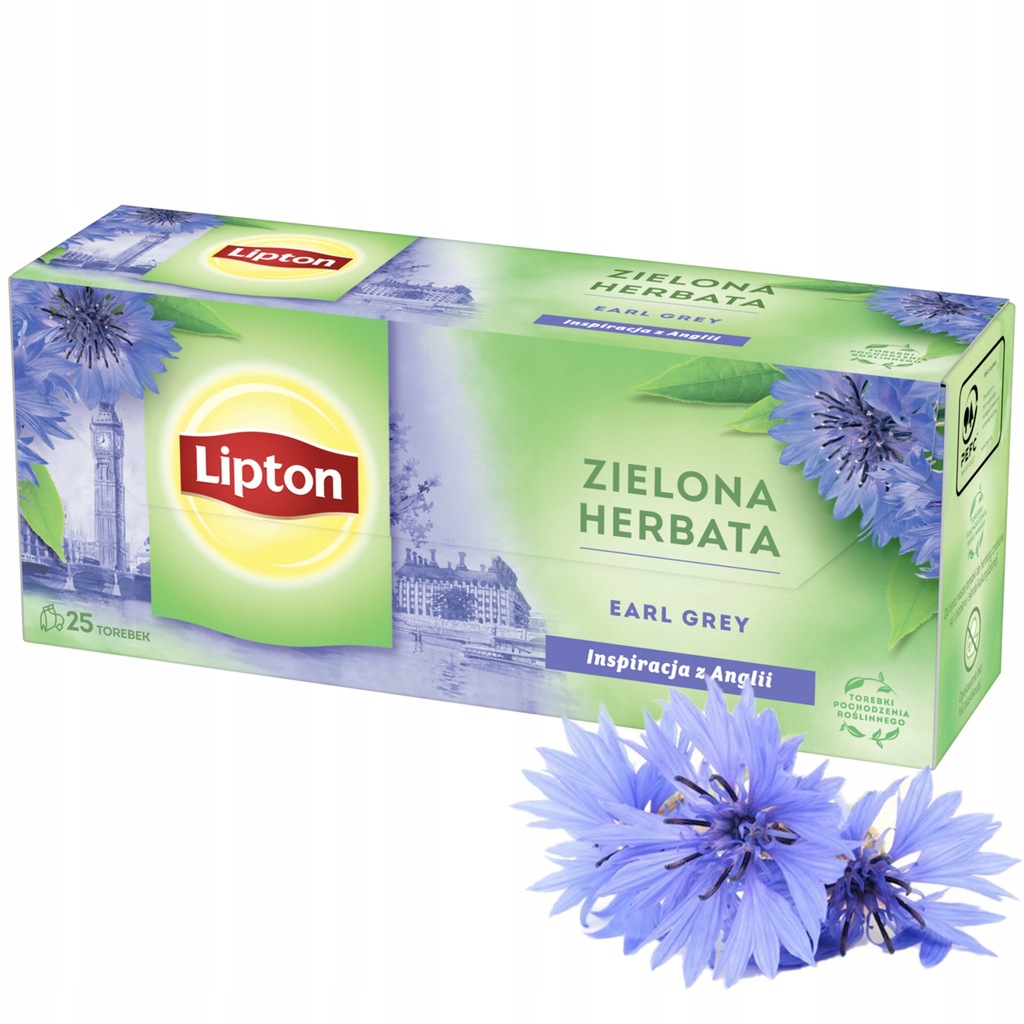 Lipton Herbata GREEN TEA Zielona earl grey 25tb