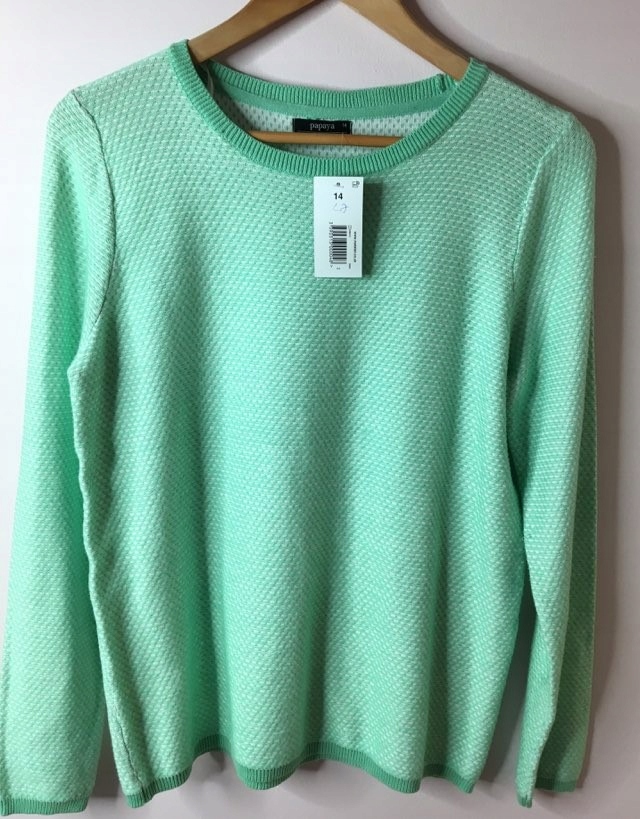 Papaya sweter zielony, wzór, bawełna r 42 (XL)