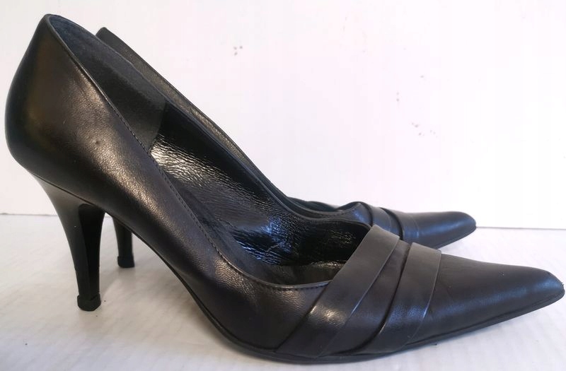 Buty damskie czółenka RYŁKO 37,5 czarne skóra