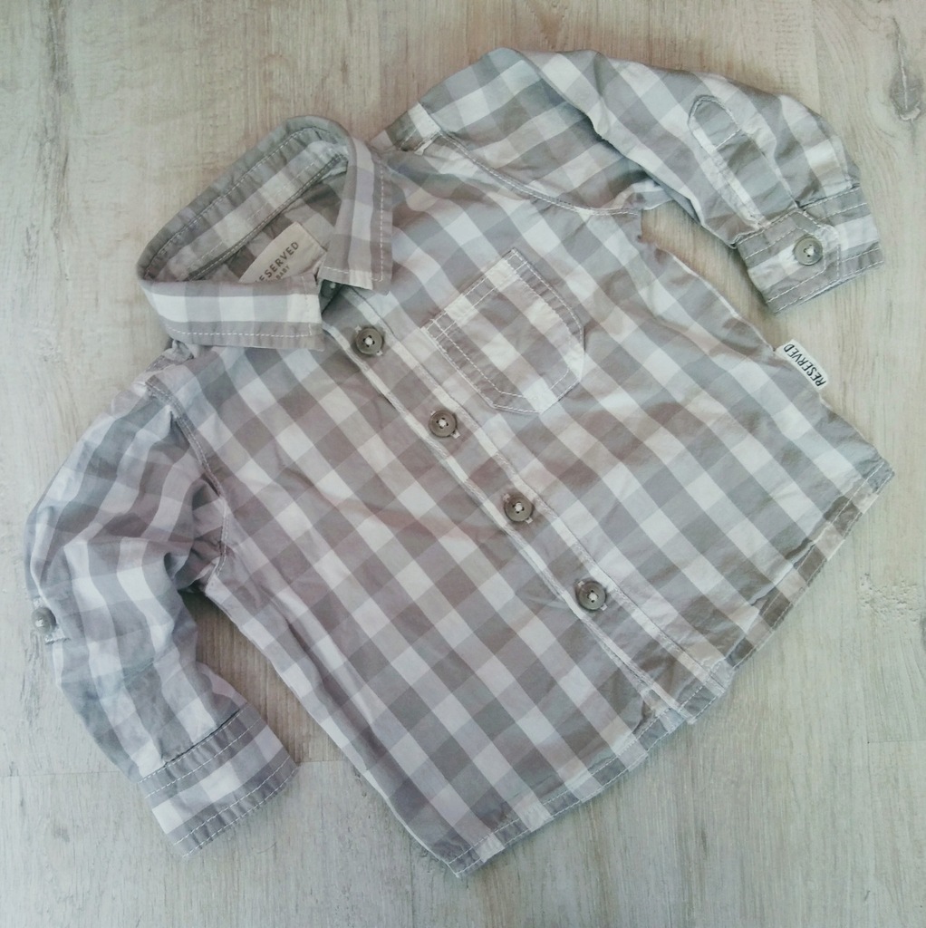RESERVED szara koszula w kratę 62 cm chłopiec