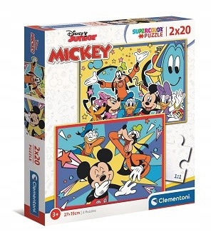 Puzzle 2 x 20 elementów Super Kolor Mickey