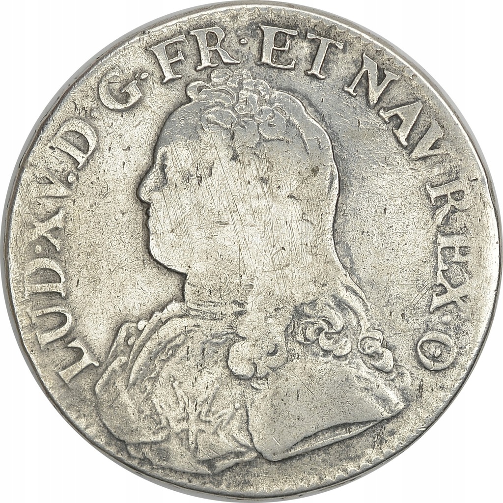 15.fu.FRANCJA, LUDWIK XV, 6 LIVRÓW/ TALAR 1733 E