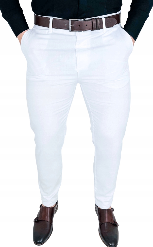 Białe spodnie meskie chinosy slim fit 1894 - 38