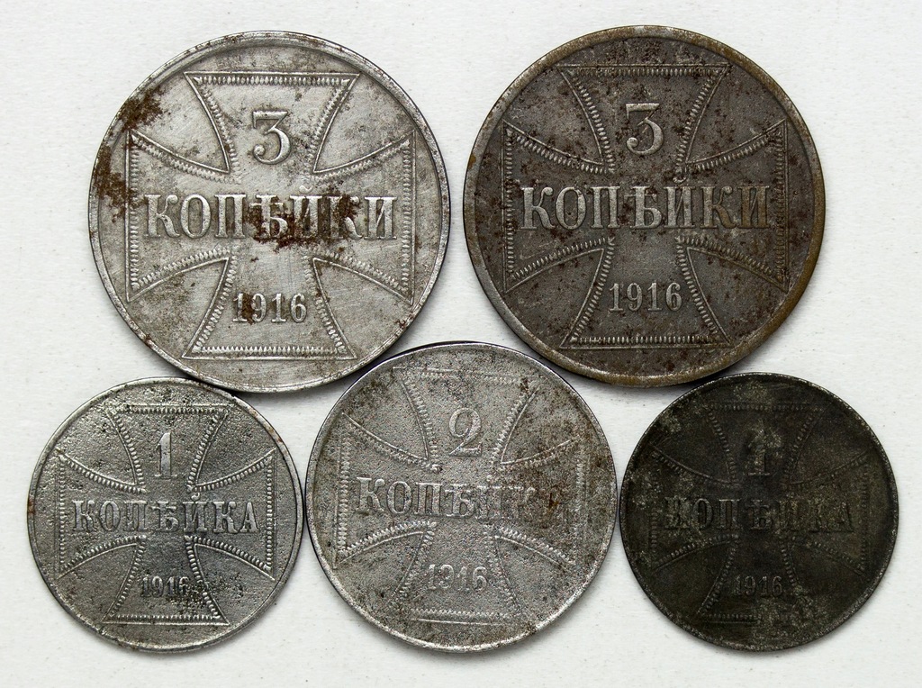 OST, 1 + 2 3 kopiejki 1916, zestaw, 5 sztuk